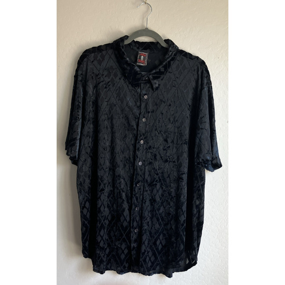 VTG Morbid Threads Black Velvet Sheer Shirt Goth Vamp Y2K Retro Clubwear XL FLAW - Picture 3 of 16